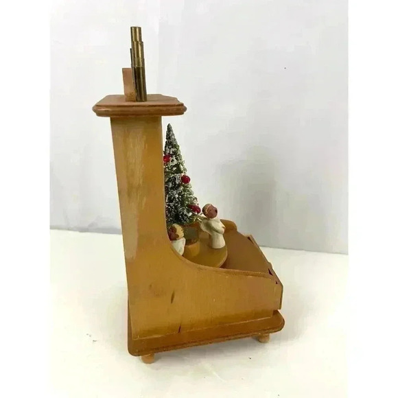 VTG Enesco Rotating Christmas Angels SILENT NIGHT Wooden Display with Drawer - Picture 12 of 12